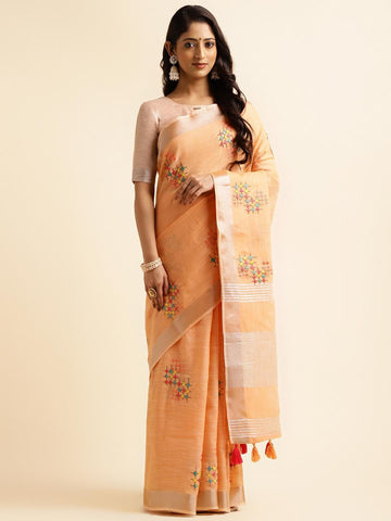 Ethnic Motifs Zari Woven Design Banarasi Saree